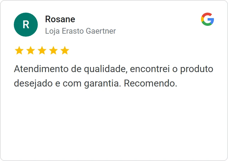 Avaliação 5 estrelas de cliente no Google