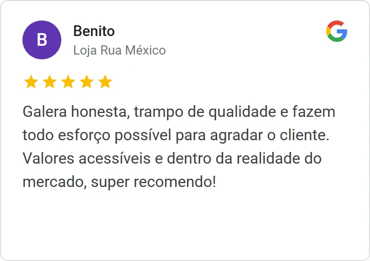 Avaliação 5 estrelas de cliente no Google