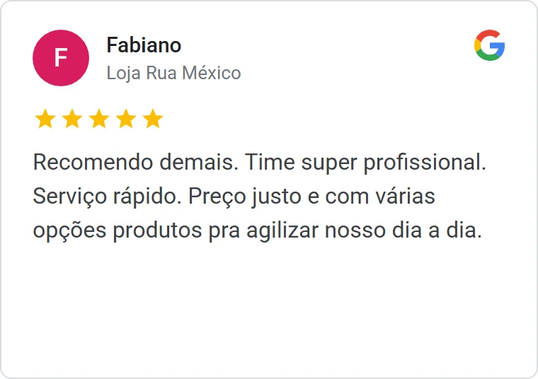 Avaliação 5 estrelas de cliente no Google