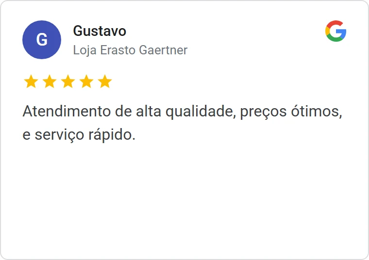 Avaliação 5 estrelas de cliente no Google