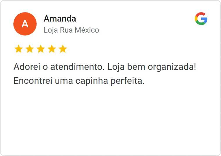 Avaliação 5 estrelas de cliente no Google