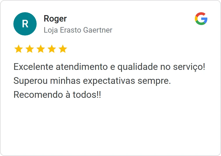 Avaliação 5 estrelas de cliente no Google