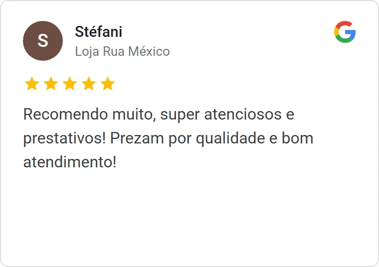Avaliação 5 estrelas de cliente no Google